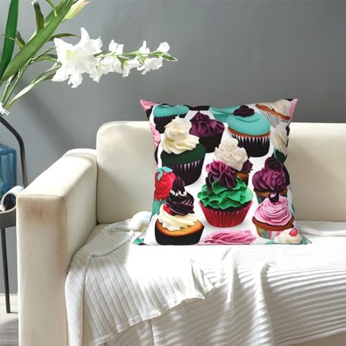 Ogniwo Delicious Cupcakes Throw Pillow 12x12 Inch Soft Square Cushion Cover
