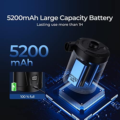 5200mAh Air Pump for Inflatables with LED Display and 4 Nozzles