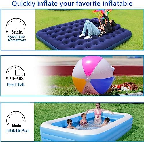 Electric Air Pump with 3 Nozzles 130W Powerful Portable Inflator