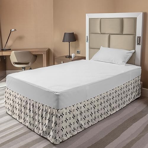 Ambesonne Geometric Bedskirt - TwinTwin XL Pale Tan Charcoal Grey