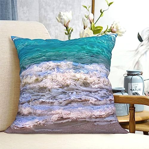 White Beach Tropical Sea Throw Pillow 12x12 Inch