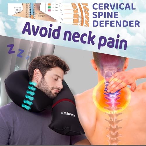Candy Cane Inflatable Travel Pillow with J-Design