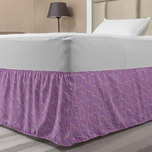 Ambesonne Abstract Bed Skirt with Repeating Dots Wavy Stripes