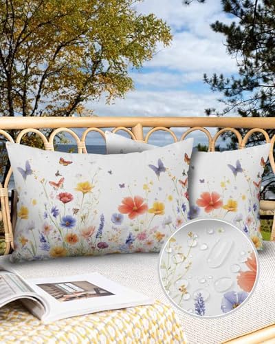 Waterproof Pillow Protector 2 Pack with Zipper Wildflower Design