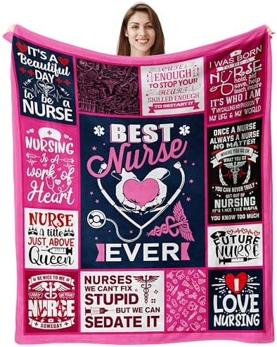Best Nurse Ever Pink Throw Blanket 50x60 RN Gifts for Nurses