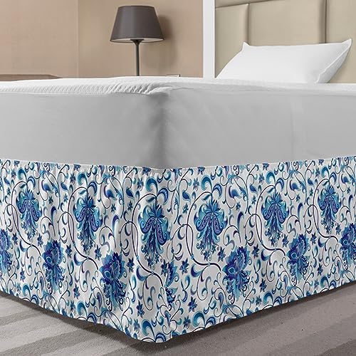 Ambesonne Botany Bed Skirt TwinTwin XL Blue and Indigo