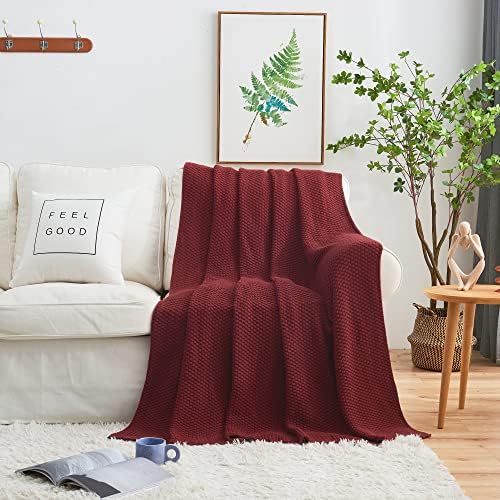 Longhui Bedding Wine Red Knitted Throw Blanket