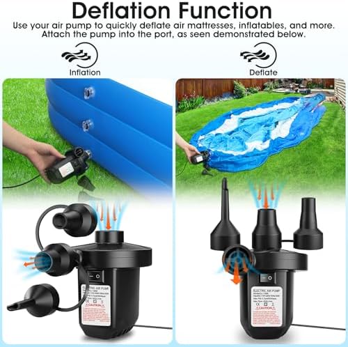 Electric Air Pump for Inflatables - 3 Nozzles 5Kpa Quick FillDeflate
