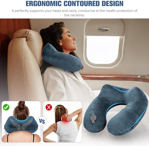 Rewondah Inflatable Travel Pillow - Neck Support Portable Washable