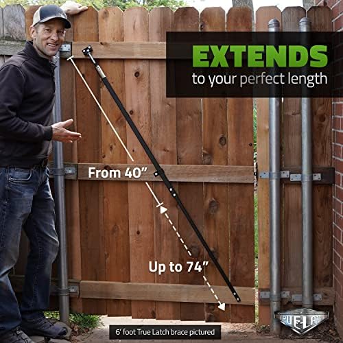 TRUE LATCH 6 Telescoping Gate Brace - Anti-Sag Easy Installation Durable Privacy Fence Kit