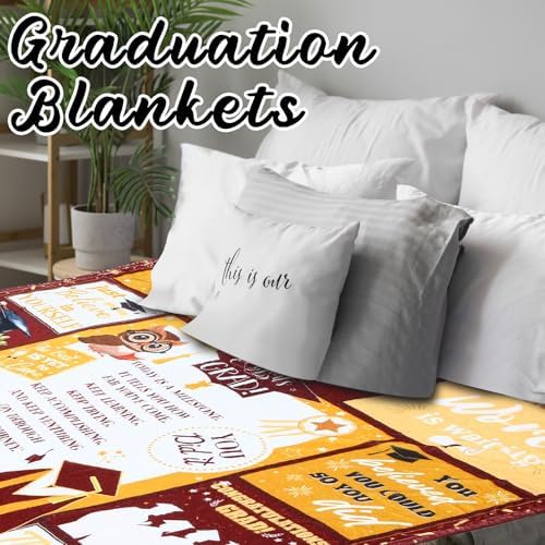 Tranqun Graduation Throw Blanket 60 x 50 Maroon