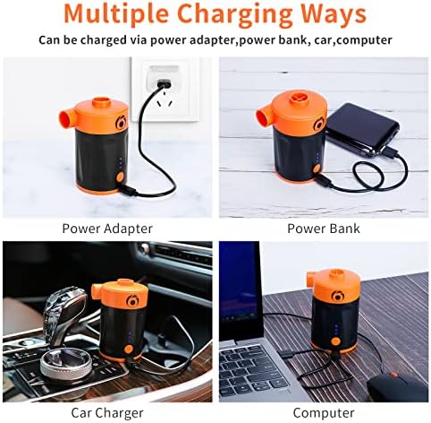 Flanney 2-in-1 Electric Air Pump with 3 Nozzles and 4000mAh Battery