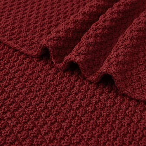 Longhui Bedding Wine Red Knitted Throw Blanket
