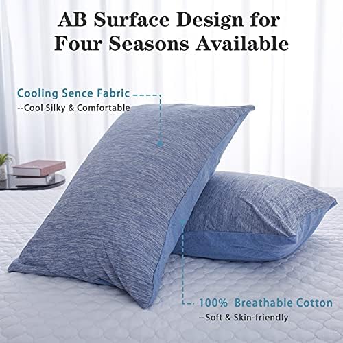 CHOSHOME Cooling Pillow Cases 2 Pack Queen 20x30 Blue