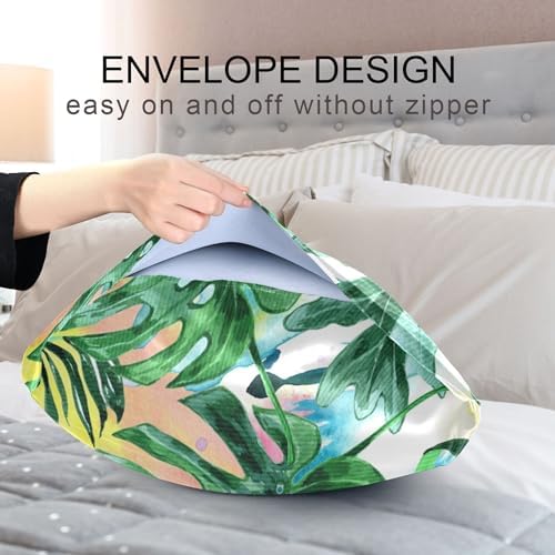 TSENQUE Tropical Leaf Satin Pillow Case