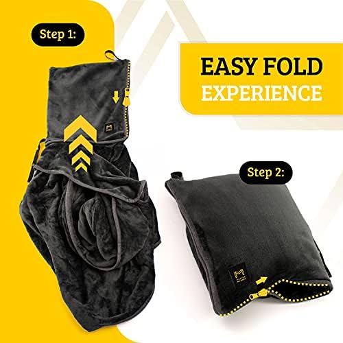 MasterManner Travel Blanket with Hoodie - 2in1 Airplane Pillow Blanket