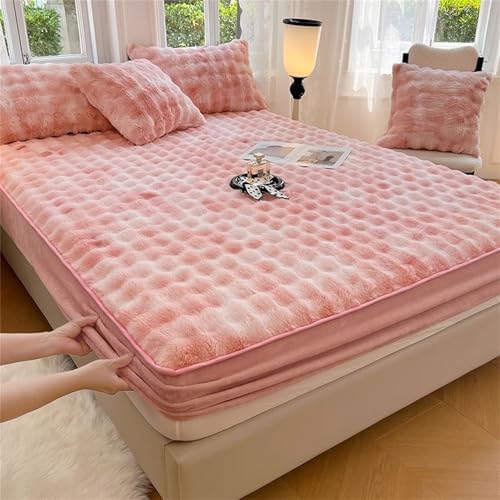 Velvet Fitted Sheet Set with Two Pillowcases for Queen Bed