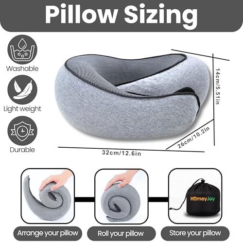 HomeyJoy Upgraded Travel Neck Pillow with 360 Support