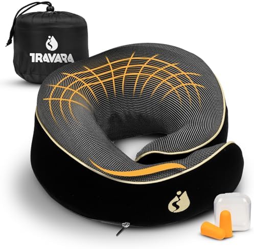 TRAVARA Travel Pillow with 360 Memory Foam Support