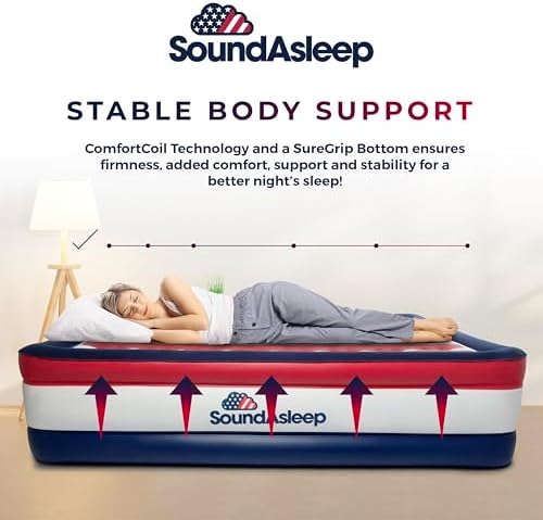 SoundAsleep Dream Series Queen Air Mattress with ComfortCoil Tech Built-in Pump