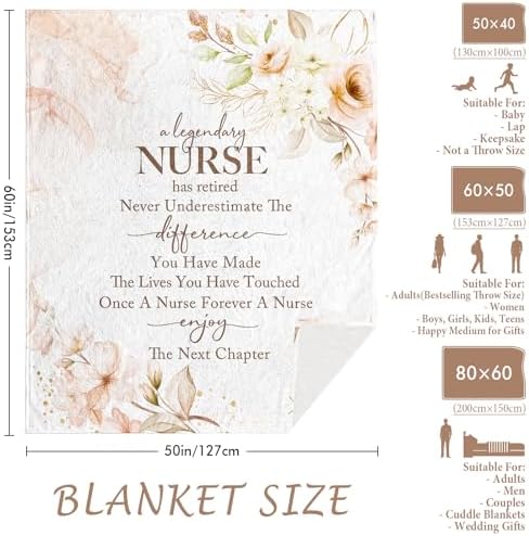 Nurse Retirement Blanket 50x60 Flannel Throw