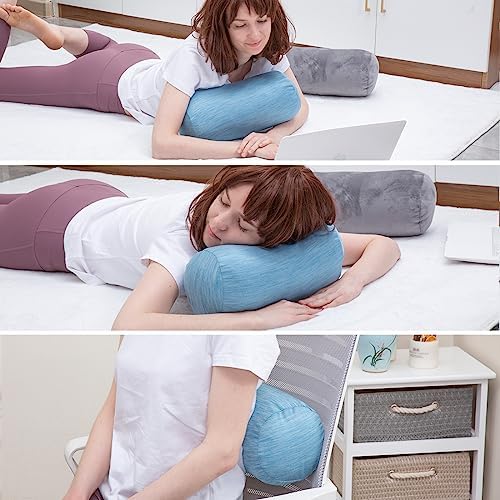 Round Cylinder Bolster Pillow with Cooling Cover 13x6 Inches Grey