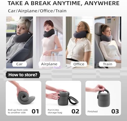 EVERY THINK Travel Pillow with 360 Support and Washable Cover