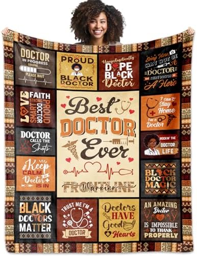 African American Doctor Throw Blanket 60 x 50
