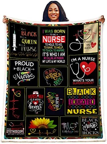 Nurse Gifts Throw Blanket - Soft Fluffy Sherpa for Bed Office Couch