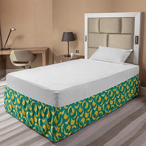 Ambesonne Zigzags Bedskirt with Tropic Banana Print