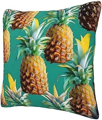 Tropical Pineapple Throw Pillow 12x12 Inch Soft Square Cushion Cover