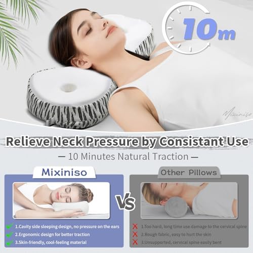 Mixiniso Neck Support Pillow with Cooling Case and Portable Bag 1
