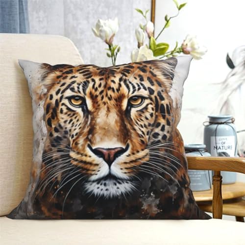 Leopard Print Throw Pillow - 12x12 Inch Soft Cushion Cover
