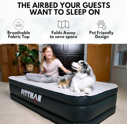 Pittman - Twin Air Mattress with Built in Pump - Black