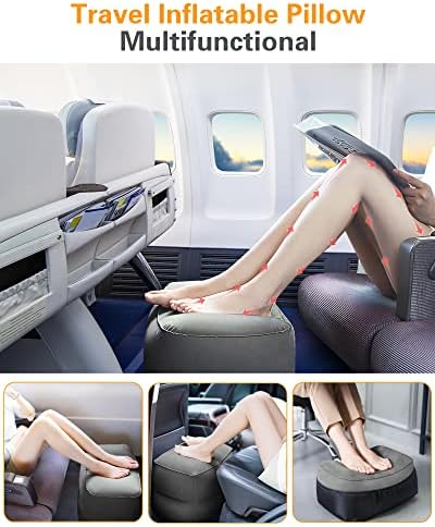 Sunany Inflatable Foot Rest Pillow - 2 Pack Adjustable Height Dark Grey
