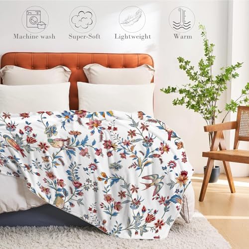 Bestraily Bird Floral Throw Blanket 60 x 80