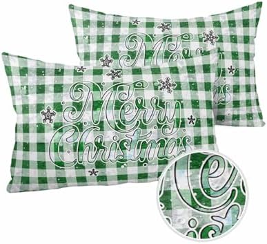 Waterproof Pillow Protector 2 Pack - Forest Green White Plaid
