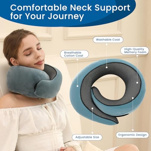 Travel Pillow with Adjustable Memory Foam Support