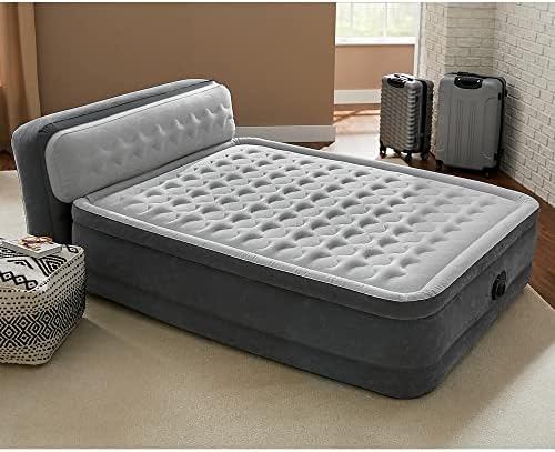 Intex Dura-Beam Ultra Plush Air Mattress with Headboard Queen Gray