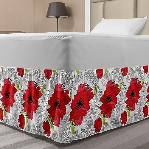 Ambesonne Flower Bedskirt with Wrap Around Elastic