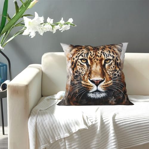 Leopard Print Throw Pillow - 12x12 Inch Soft Cushion Cover