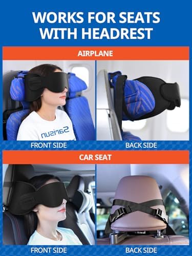 SARISUN Ultra-Thin Airplane Pillow with 3D Eye Mask