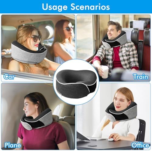 MILADO Travel Neck Pillow 12-18 Adjustable Memory Foam
