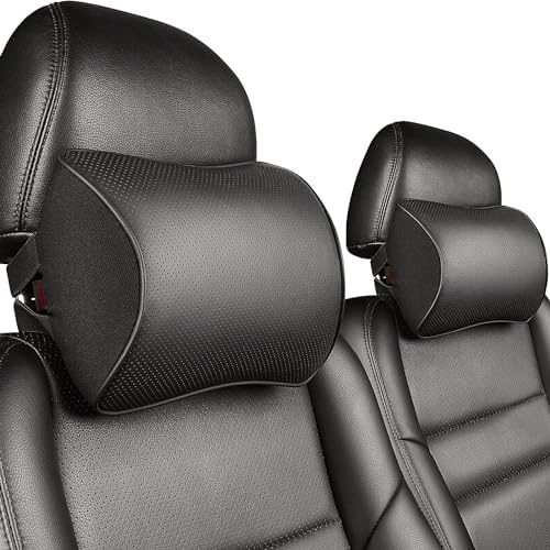 Aukee Car Headrest Pillow Pack of 2 Black
