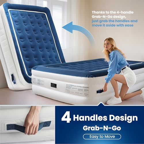 KINGJERRY Queen Air Mattress with Built in Pump and Handles