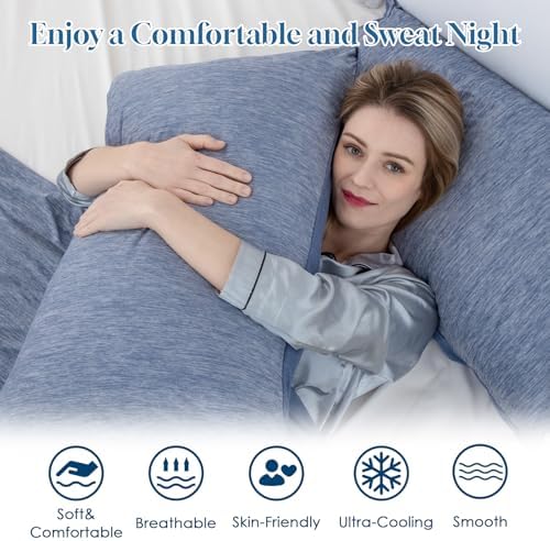 CHOSHOME Cooling Pillow Cases 2 Pack Queen 20x30 Blue