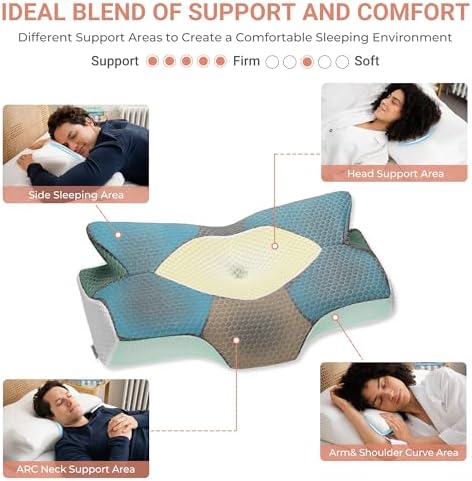 Elviros Cervical Foam Pillow for Neck Shoulder Support