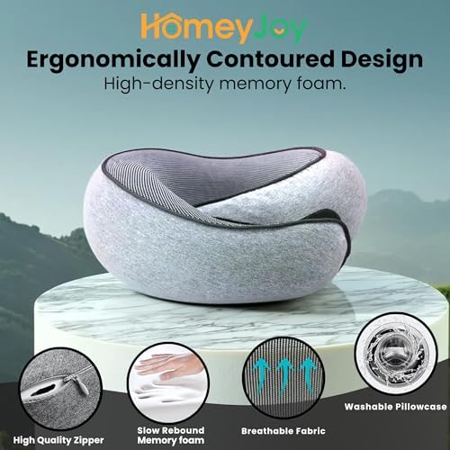 HomeyJoy Upgraded Travel Neck Pillow with 360 Support