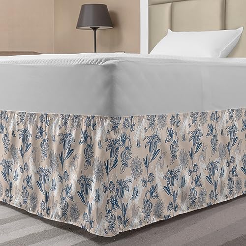 Ambesonne Floral Bedskirt with Wrap Around Elastic