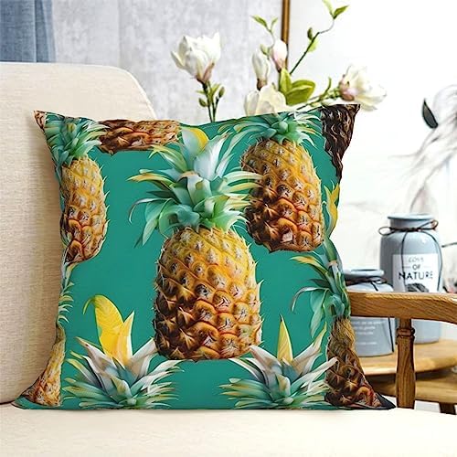 Tropical Pineapple Throw Pillow 12x12 Inch Soft Square Cushion Cover